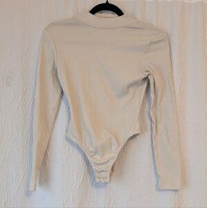 Nasty Gal Off-White Ribbed Knit Top